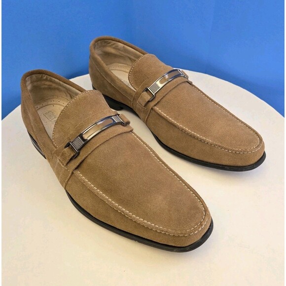Stacy Adams Carville Bit Loafers Men\'s 10M Sand Suede Hand Stitched Luxury main image 7